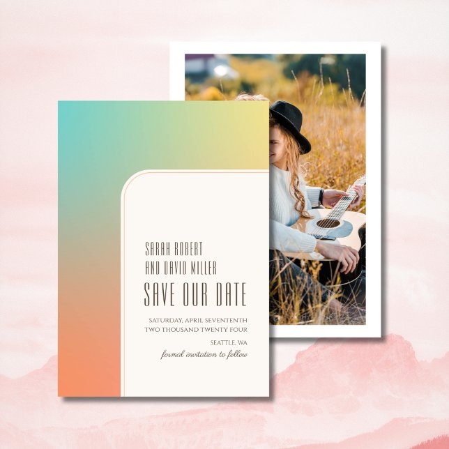 Pastel Gradient Retro Chic Pink Save The Date (Von Creator hochgeladen)