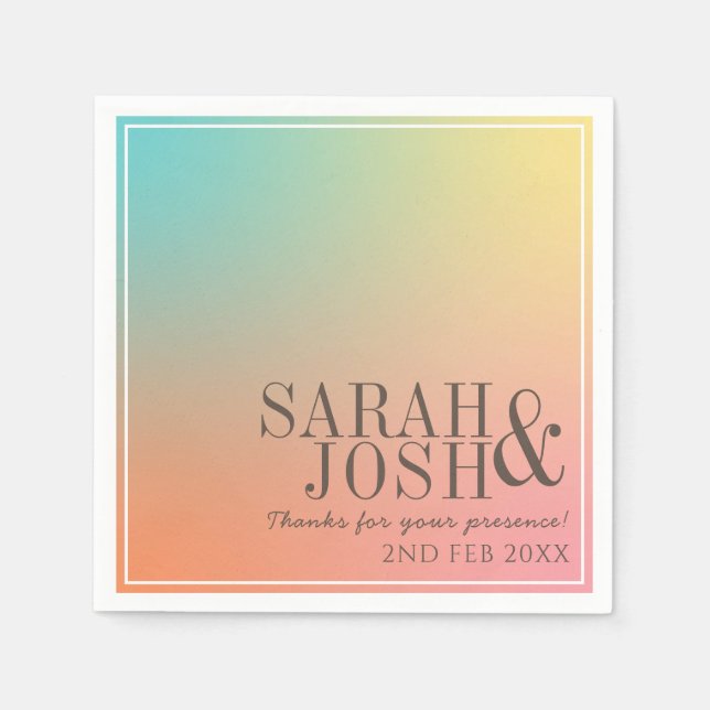 Pastel Gradient Retro farbenfroh Cool Ombre Weddin Serviette (Vorderseite)