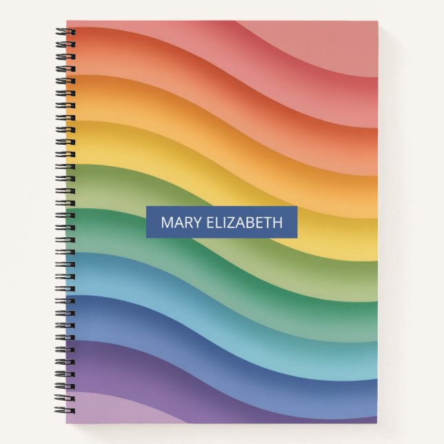Pastel Gradient Wave Stripes Personalized Notebook Notizbuch (Vorderseite)