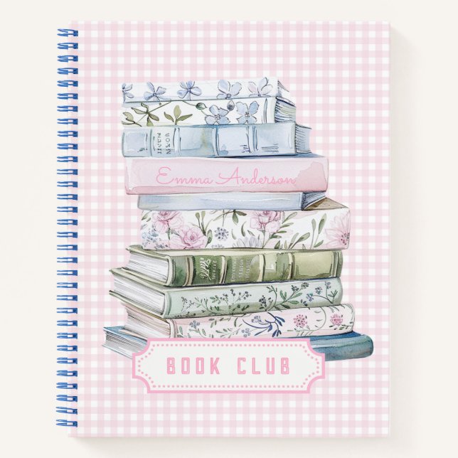 Pastel Grandmillennial Book Club Notizbuch (Vorderseite)
