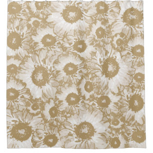 Pastel Grau Light Brown Floral Pattern Duschvorhang