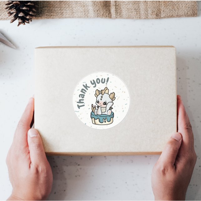 Pastel Gray Blue Baby Dragon Danke Stickers Etiketten (Von Creator hochgeladen)