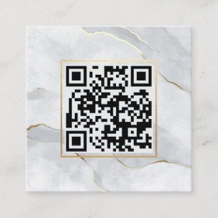 Pastel Gray Gold Lines QR Code Minimalistisch Chic Quadratische Visitenkarte