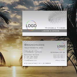 Pastel Gray Gradient Palm Leaf mit Logo Stilvoll Visitenkarte