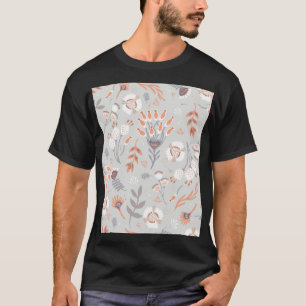 Pastel Gray Orange Floral: Vintag Elegante T-Shirt