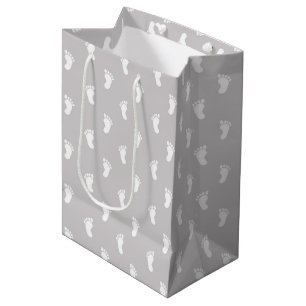 PASTEL GRAY ROWS OF BABY FEED MITTLERE GESCHENKTÜTE