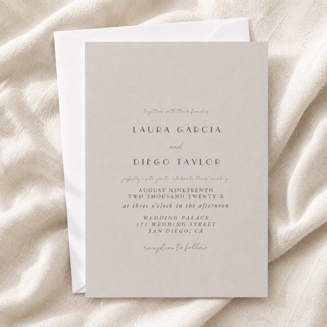 Pastel Gray Script Wedding Einladung (Von Creator hochgeladen)