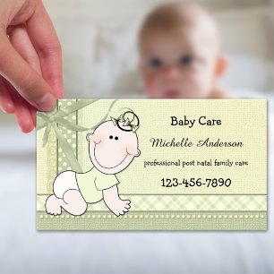 Pastel Green Baby Care Baby Sitter Business Card Visitenkarte