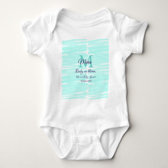 Pastel green baby in bloom monogram baby shower te baby strampler (Vorderseite)