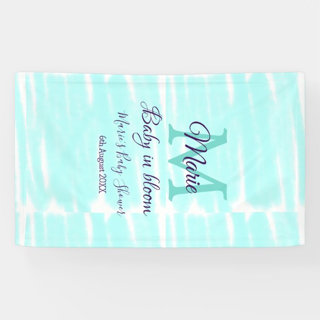 Pastel green baby in bloom monogram baby shower te banner (Horizontal)