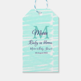 Pastel green baby in bloom monogram baby shower te geschenkanhänger