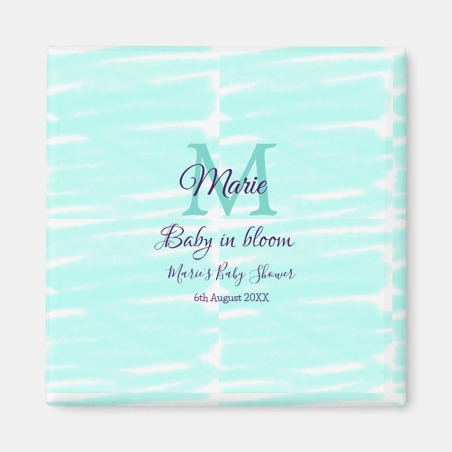 Pastel green baby in bloom monogram baby shower te magnet (Vorne)