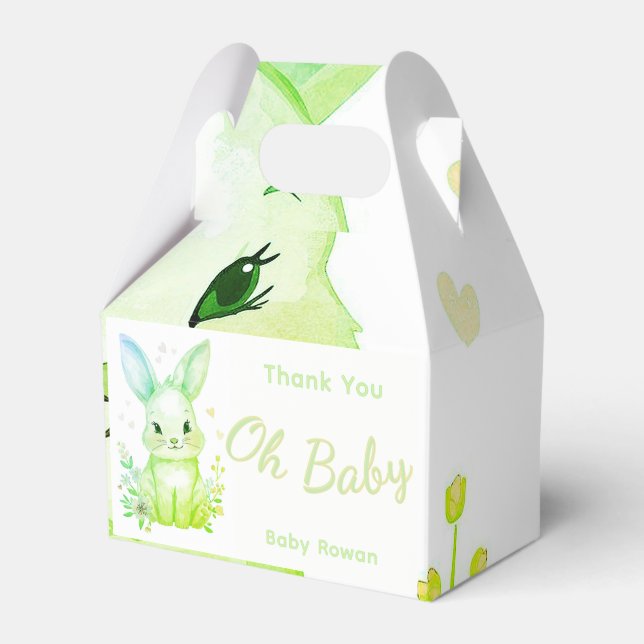 Pastel Green Baby Shower Cute Bunny Party Box Geschenkschachtel (Vorderseite)
