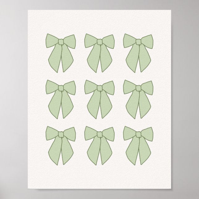 Pastel Green Bows Coquette Poster (Vorne)