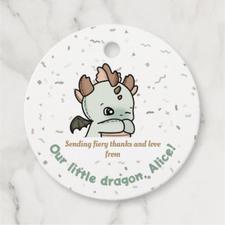 Pastel Green Brown Niedlich Baby Dragon Danke Geschenkanhänger