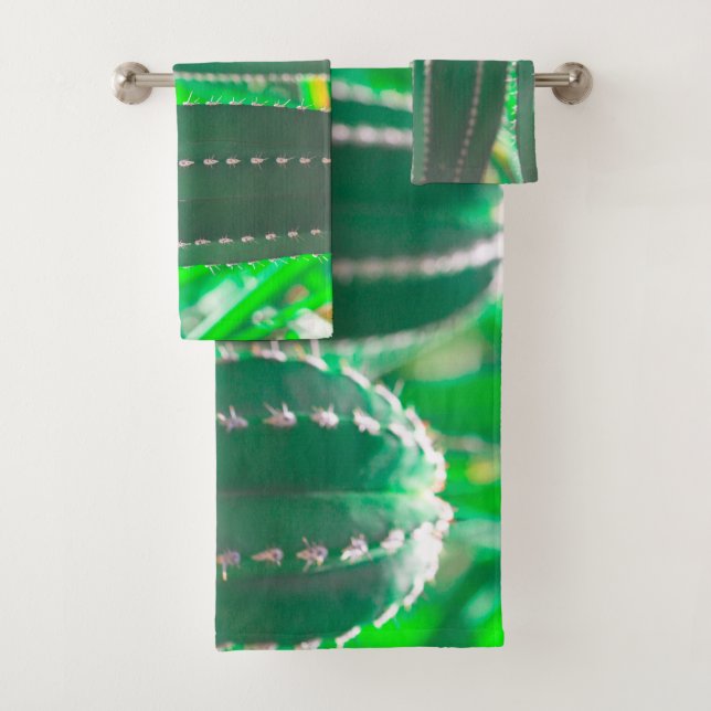 Pastel Green cactus Pflanze Blätter Badhandtuch Set (Insitu)