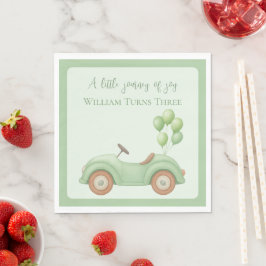 Pastel Green Car & Balloon - Paper Napkin Serviette