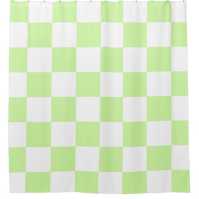 Pastel Green Checkered Gingham Pattern Duschvorhang (Vorderseite)