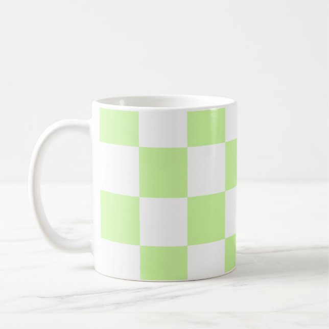 Pastel Green Checkered Gingham Pattern Kaffeetasse (Links)