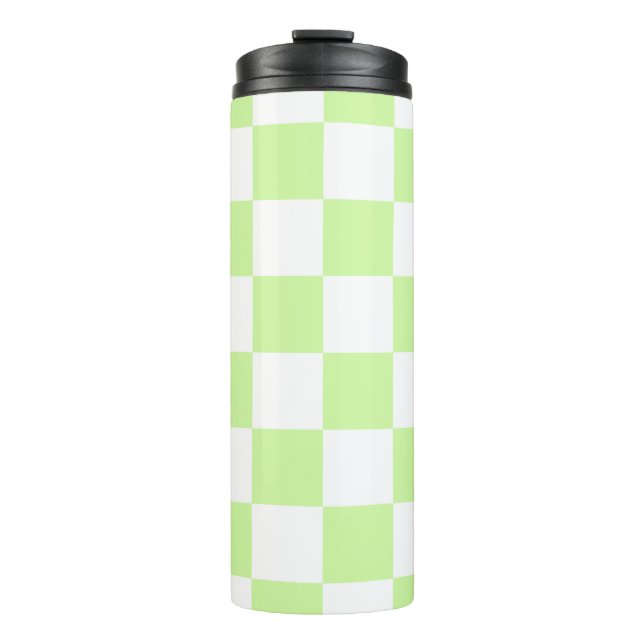 Pastel Green Checkered Gingham Pattern Thermosbecher (Vorderseite)