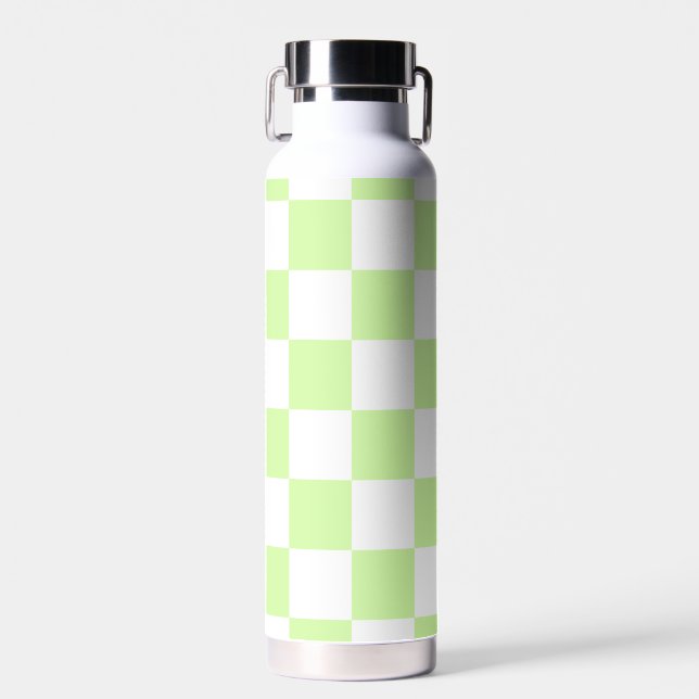 Pastel Green Checkered Gingham Pattern Trinkflasche (Vorne)