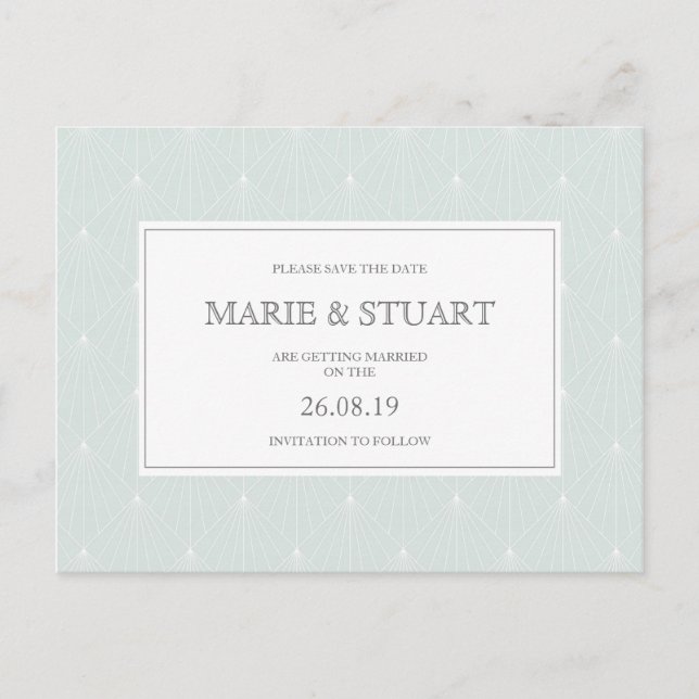 Pastel Green Deko Wedding Save the Date Postcard Einladungspostkarte (Vorderseite)