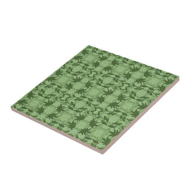 Pastel Green Floral Lace Muster Trivet Fliese (Seite)