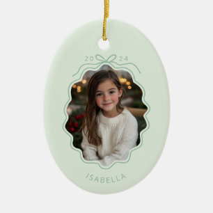 Pastel Green Foto Simple Bow Ornament