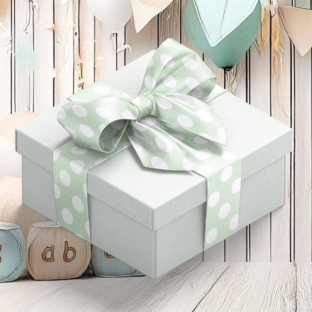 Pastel Green Gepunktet Satinband (Pastel Green Spotted Satin Ribbon)