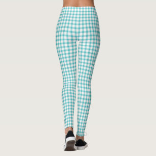 Pastel Green Gingham Karo Pattern Leggings