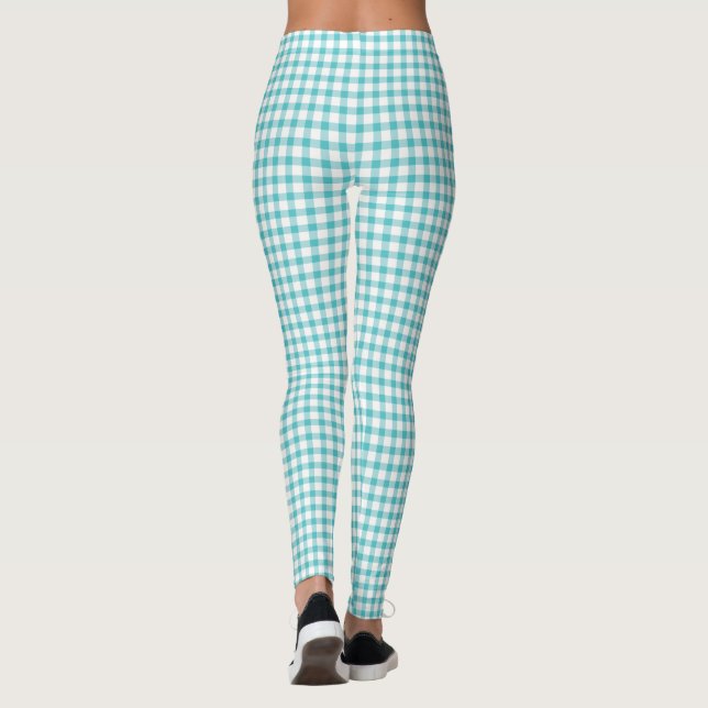 Pastel Green Gingham Karo Pattern Leggings (Rückseite)