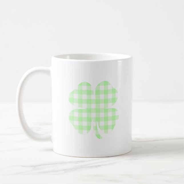 Pastel Green Gingham Kleeblatt Kaffeetasse (Links)