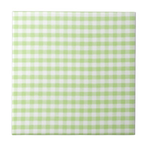 Pastel Green Gingham-Muster Fliese