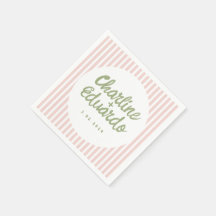 Pastel Green Handwriting Retro Wedding Napkins