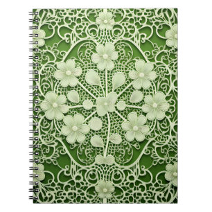 PASTEL GREEN INTRICATE LACE SEHEN IRISH PATTERN NOTIZBLOCK