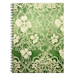 PASTEL GREEN INTRICATE LACE SEHEN IRISH PATTERN NOTIZBLOCK
