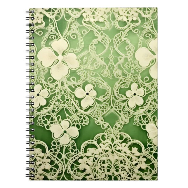 PASTEL GREEN INTRICATE LACE SEHEN IRISH PATTERN NOTIZBLOCK (Vorderseite)