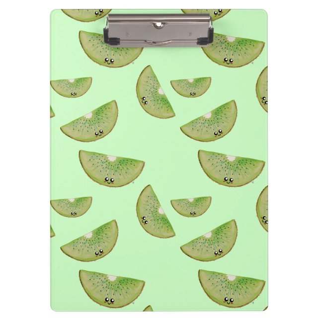 Pastel Green Kawaii Kiwi Klemmbrett (Vorderseite)