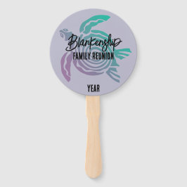 Pastel Green Lila Tribal Turtle Family Wiedersehen Fächer