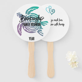 Pastel Green Lila Tribal Turtle Family Wiedersehen Fächer