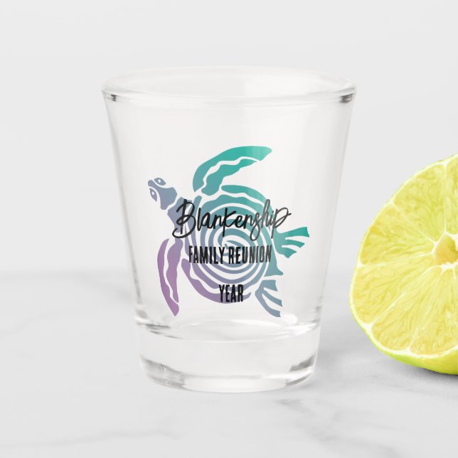 Pastel Green Lila Tribal Turtle Family Wiedersehen Schnapsglas (Vorderseite)