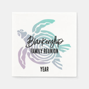 Pastel Green Lila Tribal Turtle Family Wiedersehen Serviette