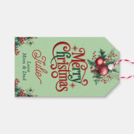 Pastel Green Merry Christmas Gift Tags Geschenkanhänger