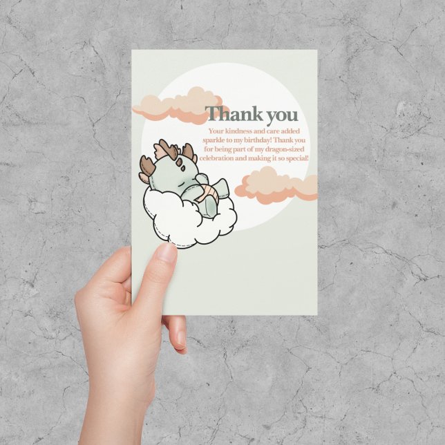 Pastel Green Orange Cloudy Niedlich Sleep Baby Dra Dankeskarte (Von Creator hochgeladen)