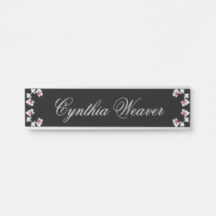 Pastel Green Orchids mit Schreibtisch Name Plate Türschild