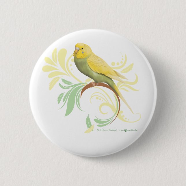 Pastel Green Parakeet Button (Vorderseite)