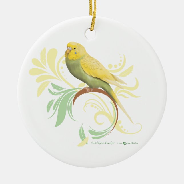 Pastel Green Parakeet Keramik Ornament (Vorne)