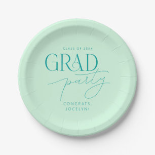 Pastel Green Personalisiertes Minimalistisches Gra Pappteller