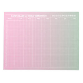 Pastel Green Pink GRID Wochenplaner Minimalistisch Notizblock