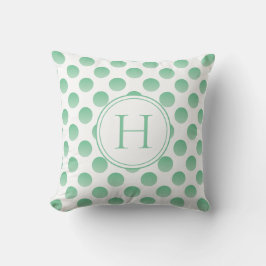 Pastel Green Polka Dots Custom Monogram Kissen